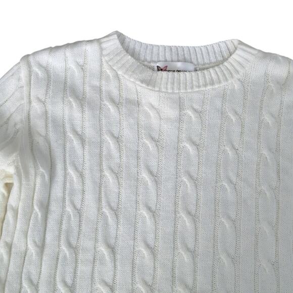 NWT Cotton Emporium Girls  Ivory Cable Knit Long Sleeve Sweater Large - Picture 4 of 7